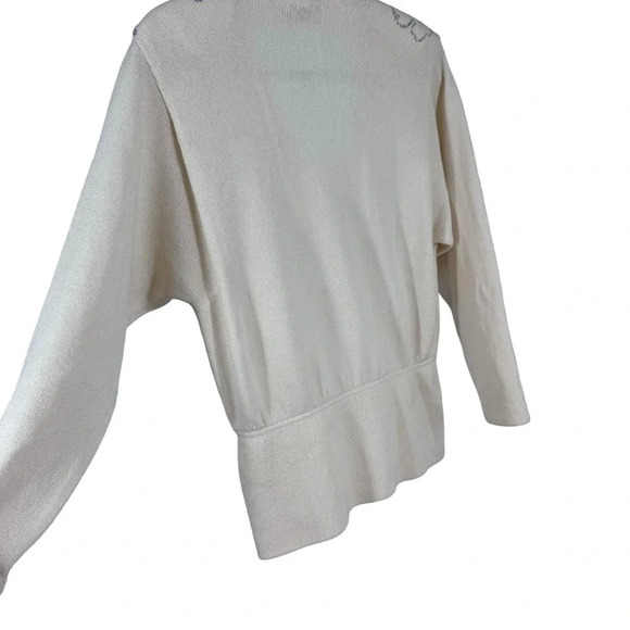 Vintage St John for Saks Sweater with bejeweled floral pattern 10 medium - Picture 6 of 7